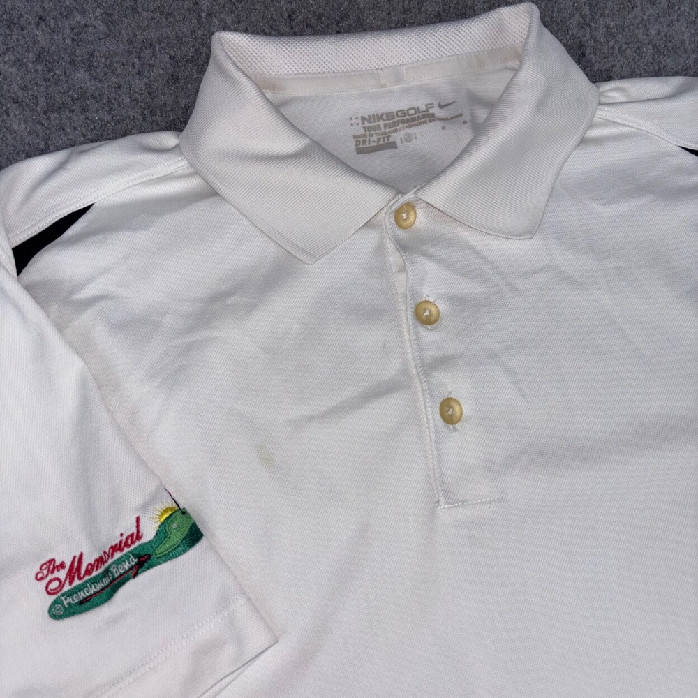 Nike Golf Tour Performance Polo Shirt White Dri-FIT Mens Large Frenchman's Bend